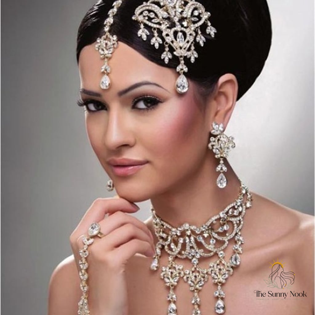 7 Desi Hairstyles Short Hair That Are Trending on Pinterest This Week 6 Babette Updo with Ornate Jewelry