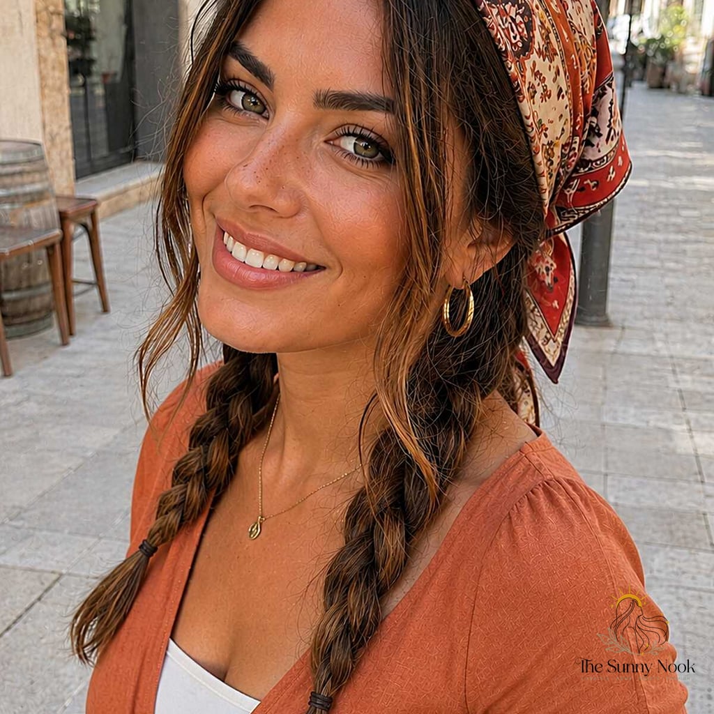 27 Ponytail Hairstyles Short Hair You'll Want to Re-Create Immediately 2 Bandana Braid with Loose Tendrils