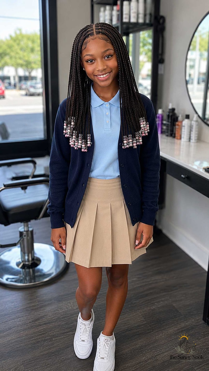 13 Cute Quick Braided Hairstyles Ideas You Need to Try Right Now 3 Beaded Box Braids with Cornrow Top