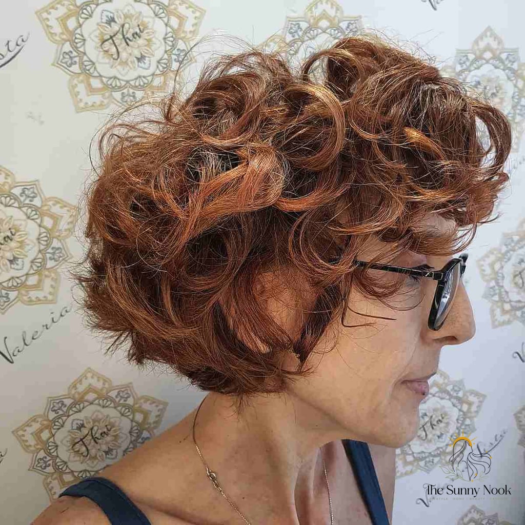 Beautiful Bob Cut with Big Curls and Bangs
