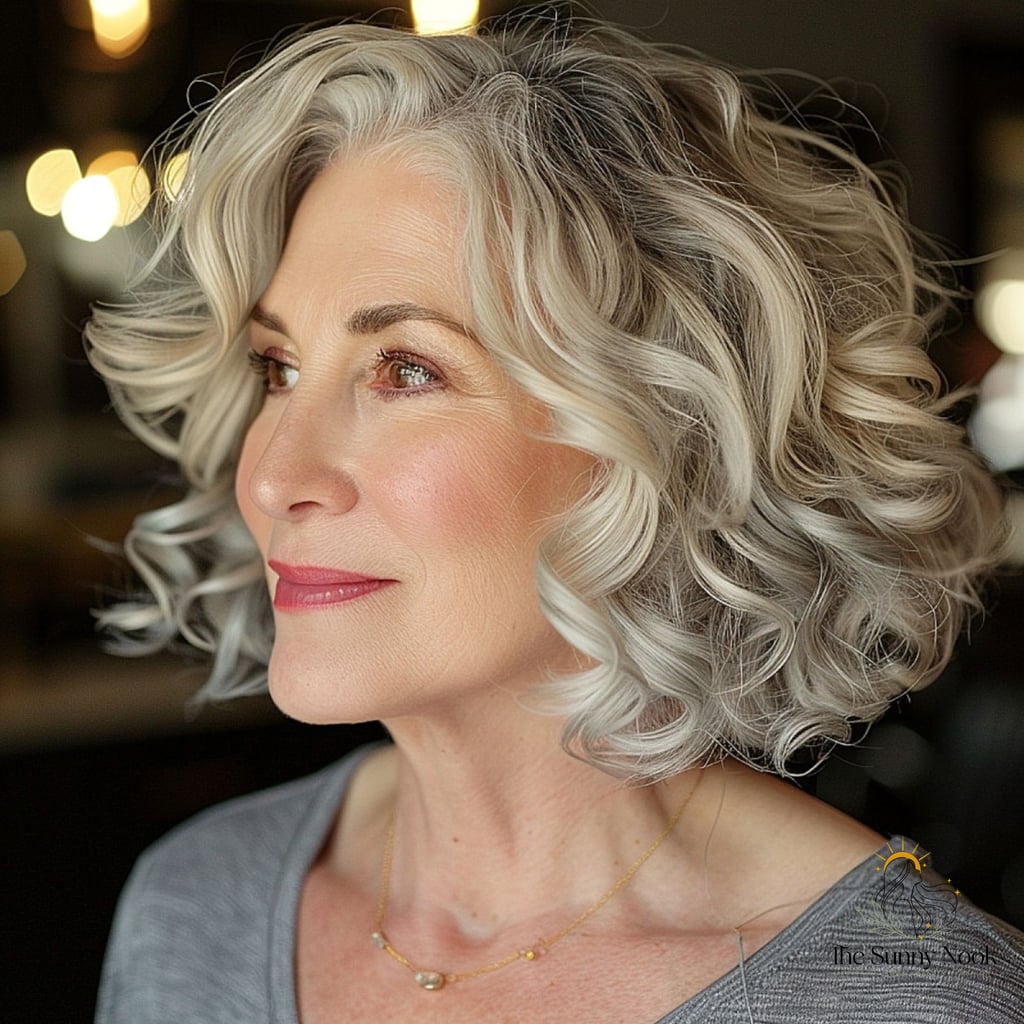 Blonde Curly Bob for Women Over 50