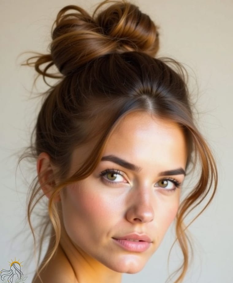 19 Messy Bun Tutorial For Medium Hair That Belong on Your Inspiration Board 19 Blonde High Bun with Loose Tendrils