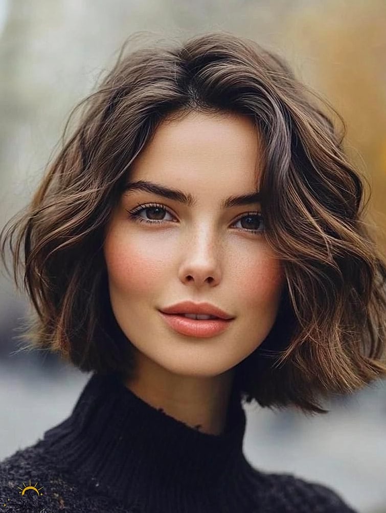 14 Hairstyles For Short Wavy Hair Perfect for Your Next Salon Appointment 11 Bob with Eyebrow-Grazing Bangs