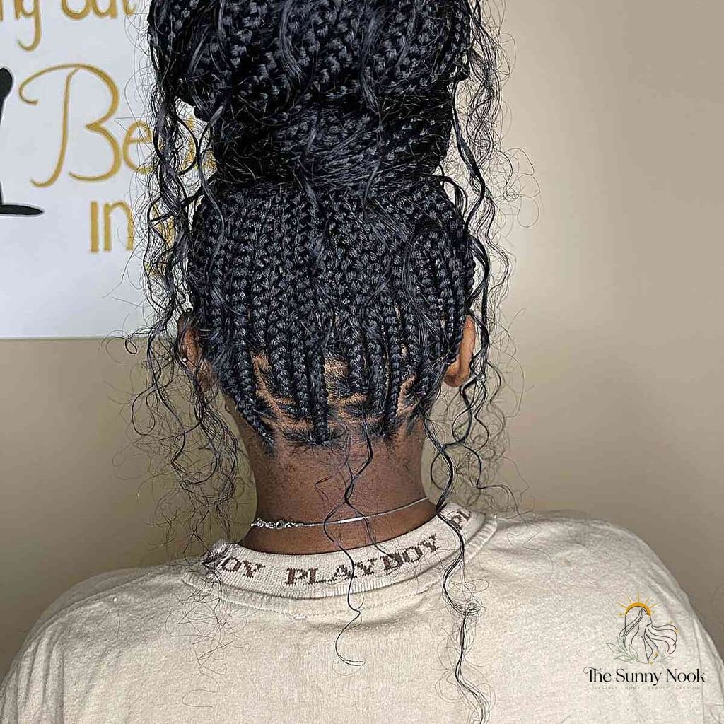 30 Half Up Half Down Hairstyles Short Hair to Show Your Stylist ASAP 2 Bohemian Box Braided Upstyle