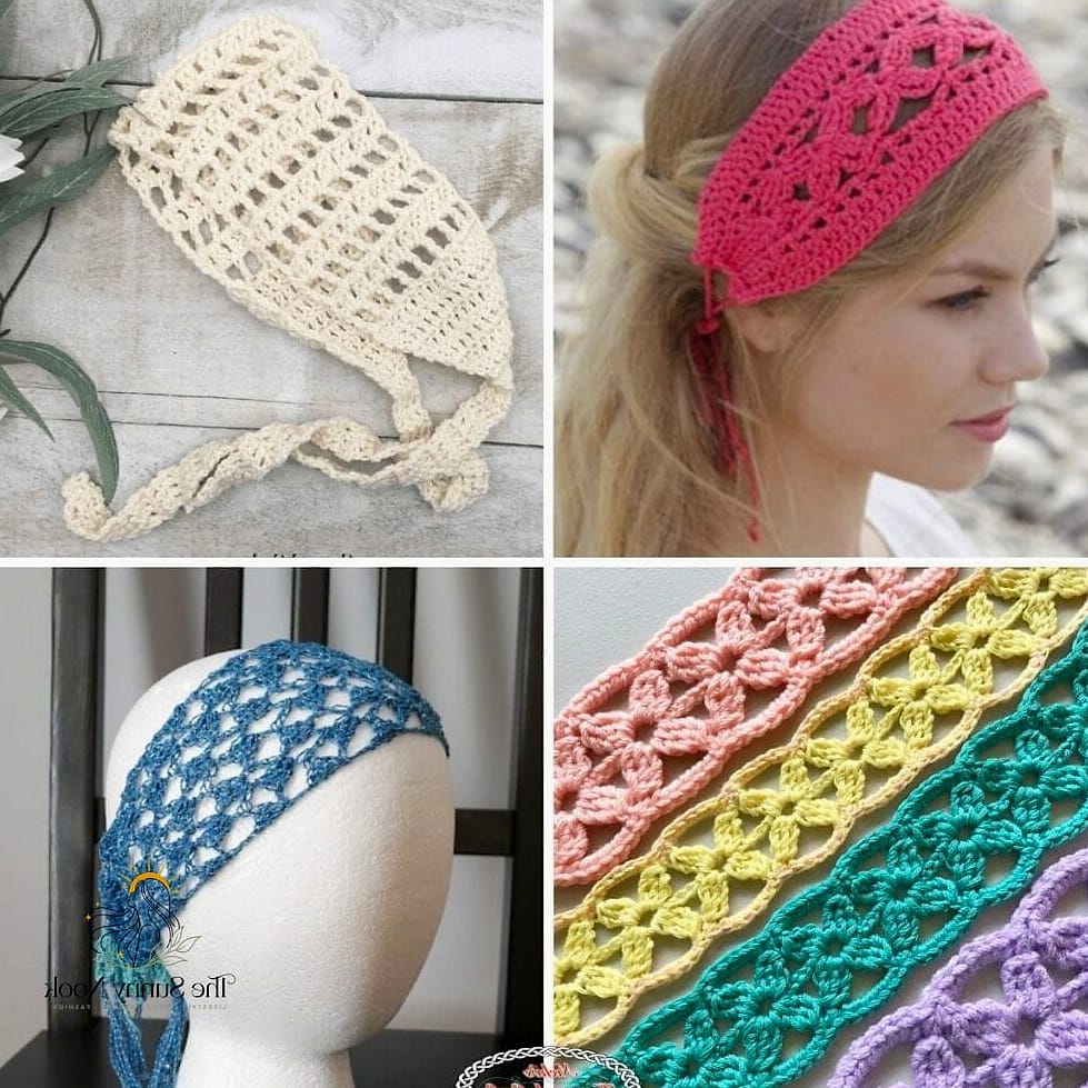 21 Headband Hairstyles Curly Hair Everyone Is Pinning Right Now 20 Boho Crochet Headband on Loose Beach Waves