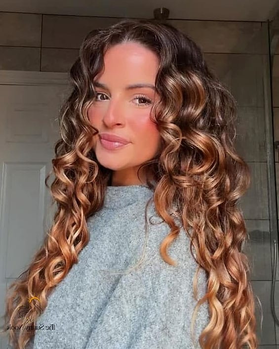Bouncy Long Layered Ringlets with Face-Framing Curly Fringe