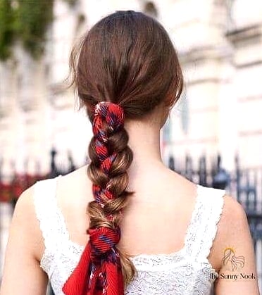 27 Stunning One Braid Hairstyles Worth Bookmarking Today 16 Braid with Bandana Wrap
