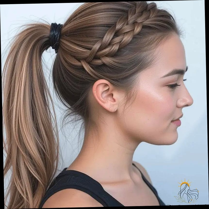 27 Ponytail Hairstyles Short Hair You'll Want to Re-Create Immediately 12 Braided Half-Up Top Knot on a Warm Coastal Day