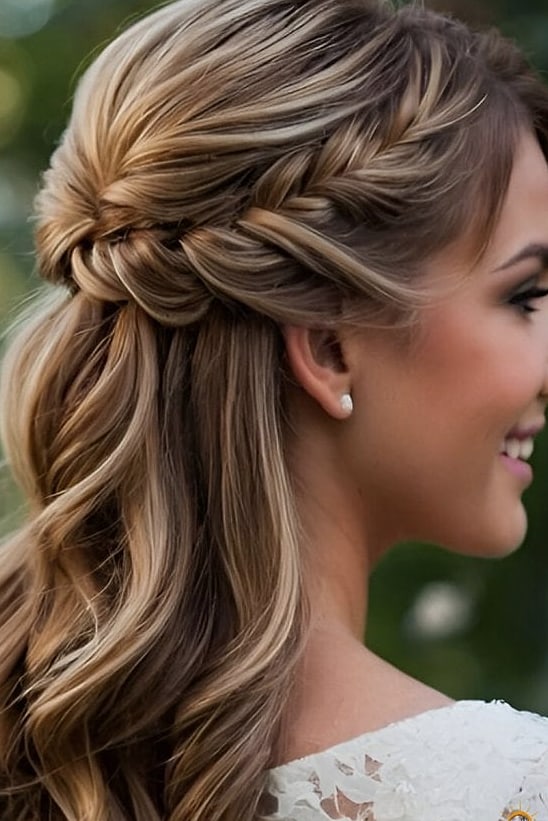 27 Half Up Hairstyles For Long Hair for the Ultimate Glow Up 15 Braided Half Updo