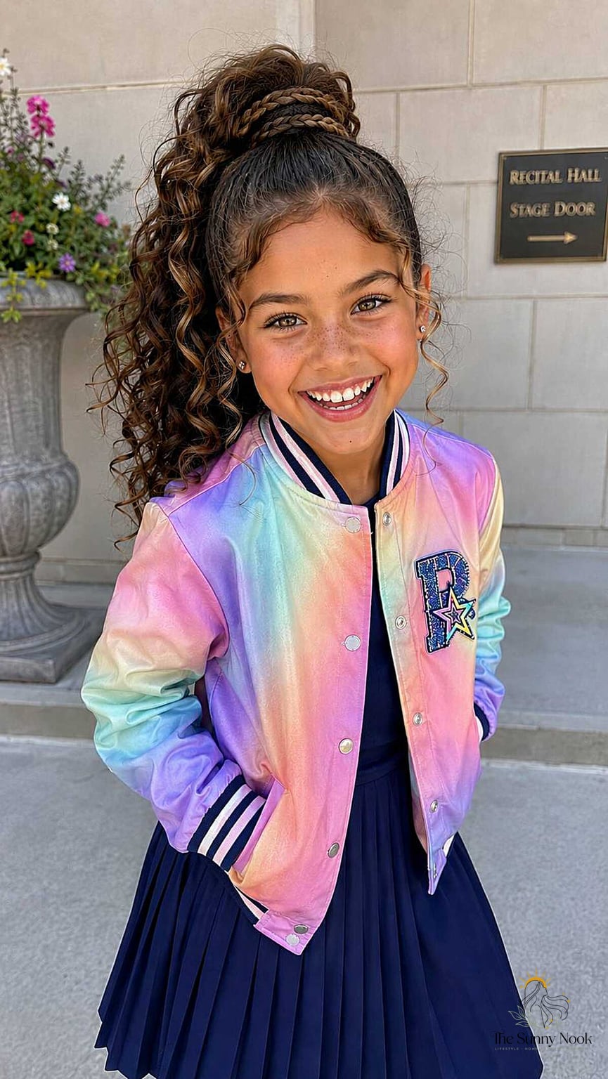 Braided High Pony with Curly Spill