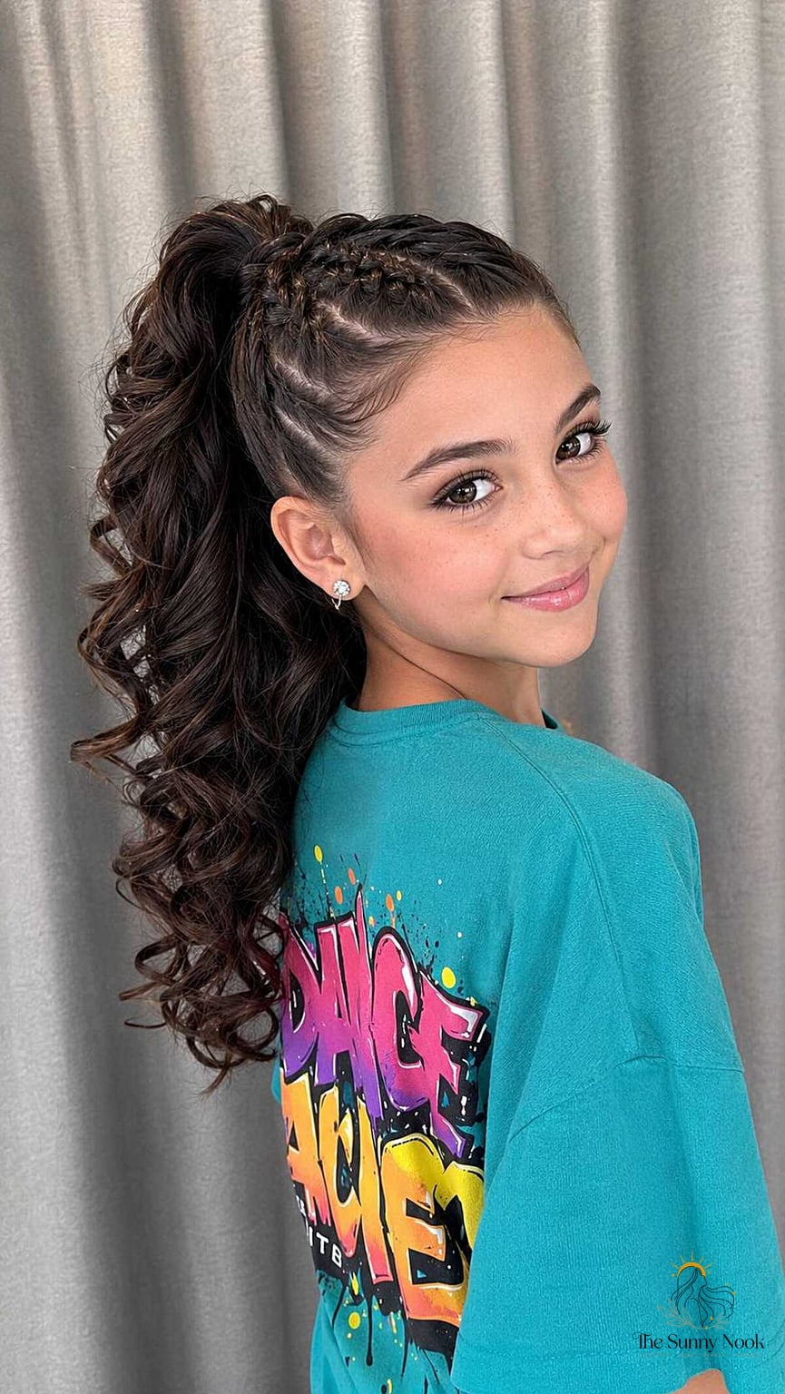 Braided Mohawk Ponytail with Curls