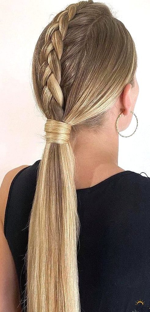 11 Hairstyles For Medium Length Hair Braids That Prove This Trend Is Here to Stay 12 Braided Ponytail with Wrapped Base
