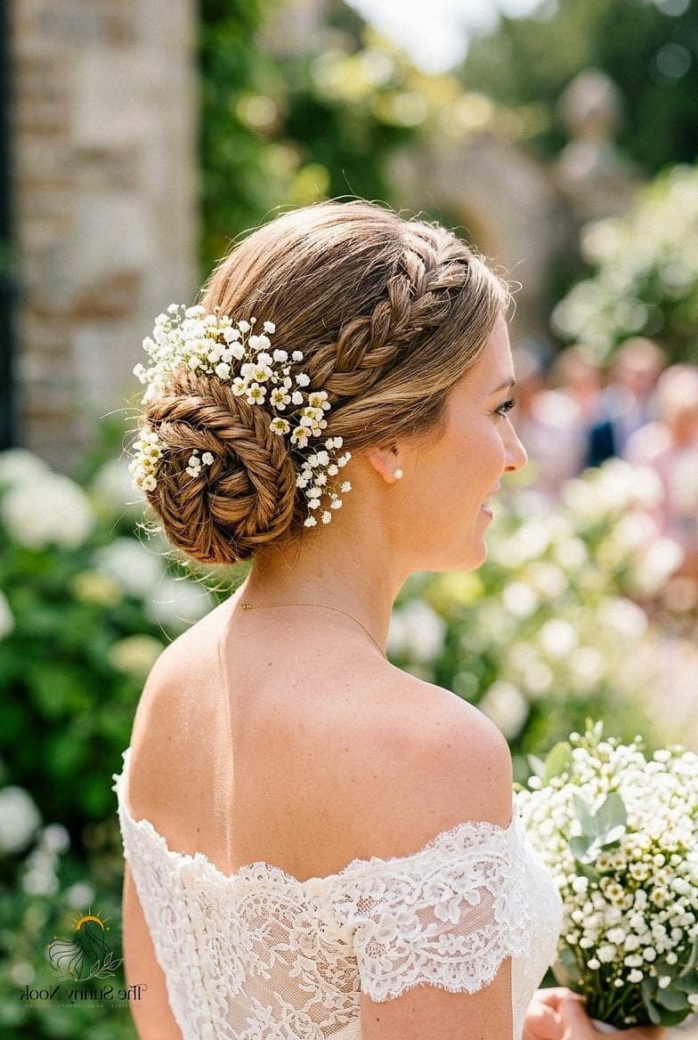 27 Stunning One Braid Hairstyles Worth Bookmarking Today 24 Bridal Braid with Baby's Breath