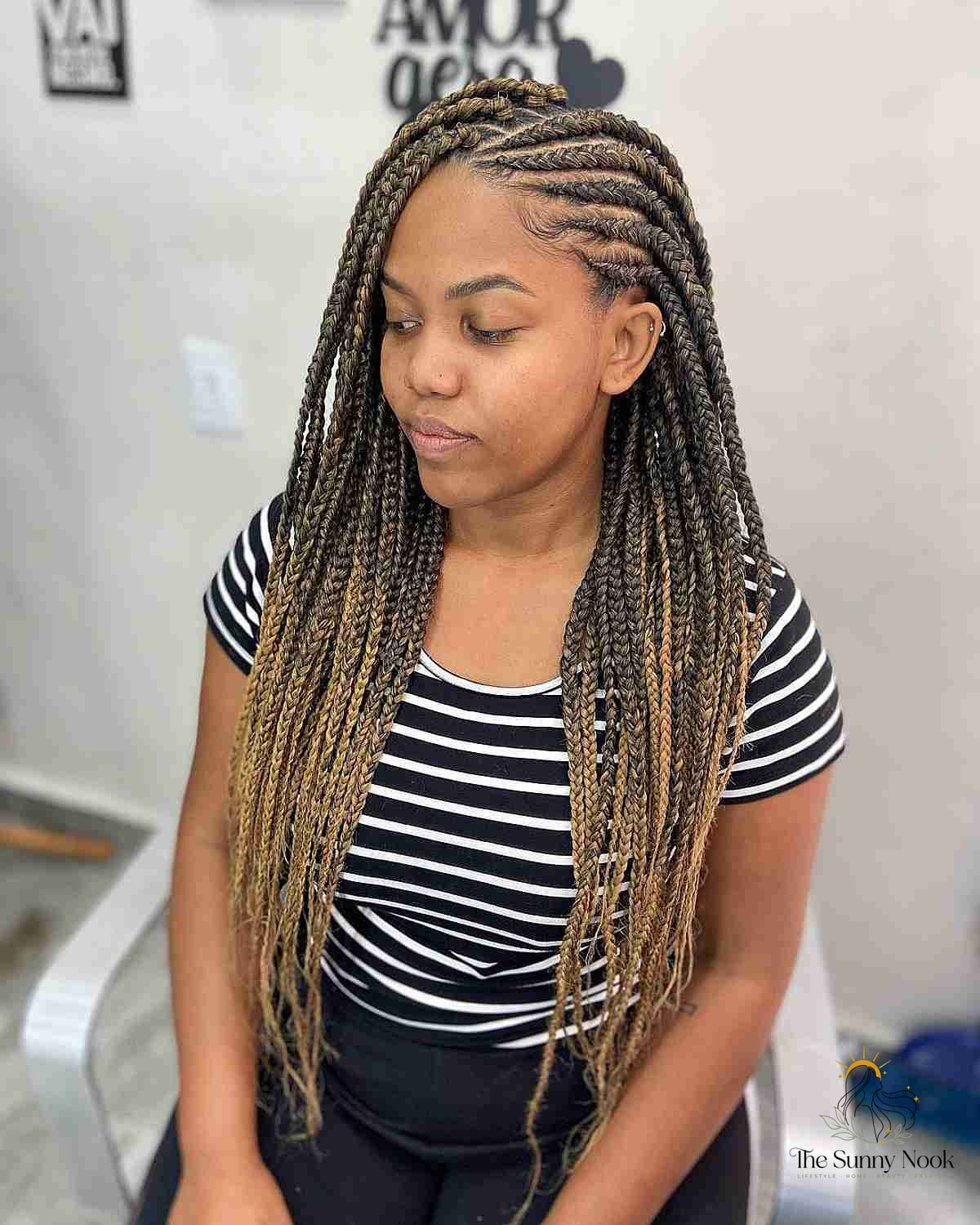 22 Cute Cornrow Hairstyles You'll Want to Re-Create Immediately 2 Brunette Lemonade Braids with Blonde Highlights