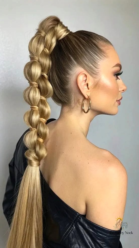 15 Stunning Ponytail Braid Hairstyles Black Worth Bookmarking Today 4 Bubble Braid Ponytail