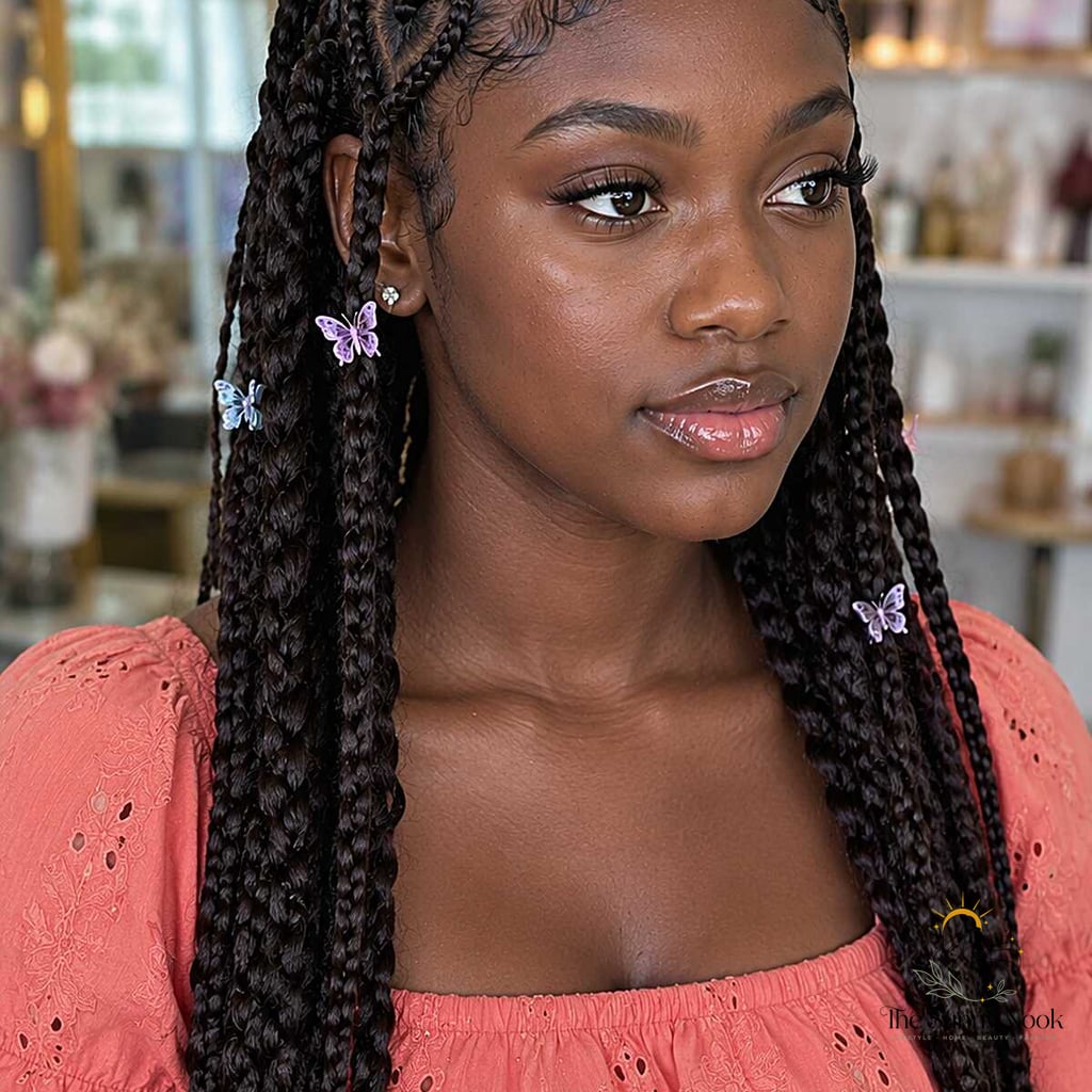 13 Short 4C Hairstyles Natural Hair Everyone Is Pinning Right Now 10 Butterfly Clip Braids with Heart Part