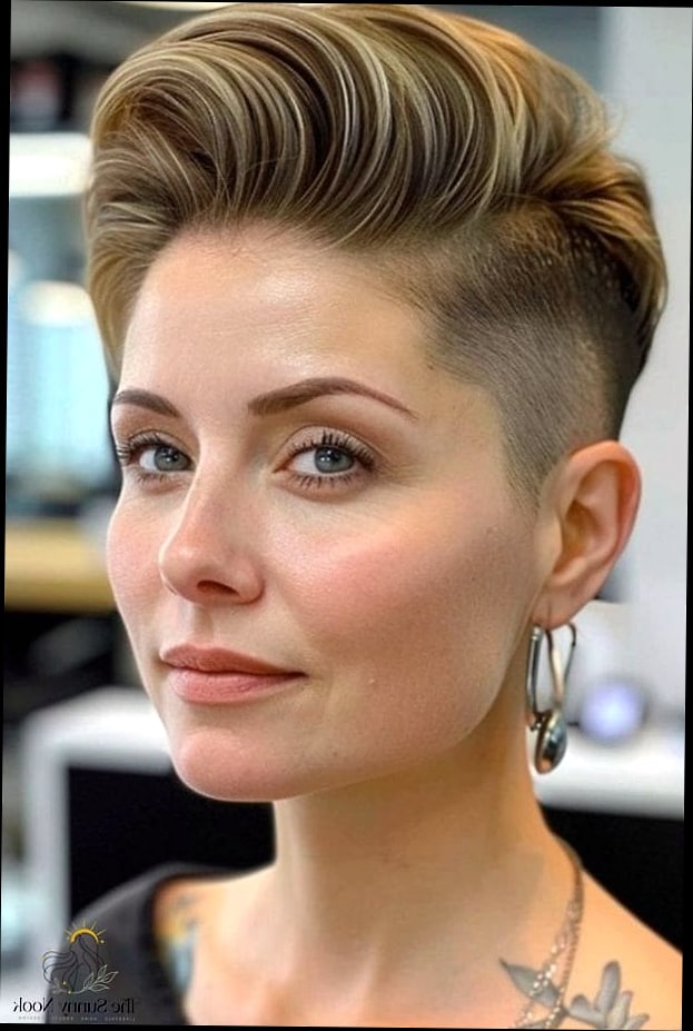 7 Sporty Hairstyles For Short Hair We're Obsessed With Right Now 5 The Buzzed Sides with Longer Top