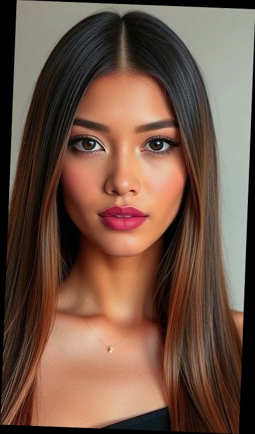 Center-Parted Sleek Straight Style
