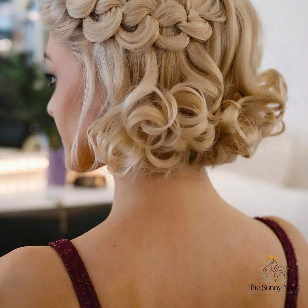 16 Prom Hair Ideas For Short Hair to Save Before They Blow Up 10 Chain Braided Style with Curled Ends
