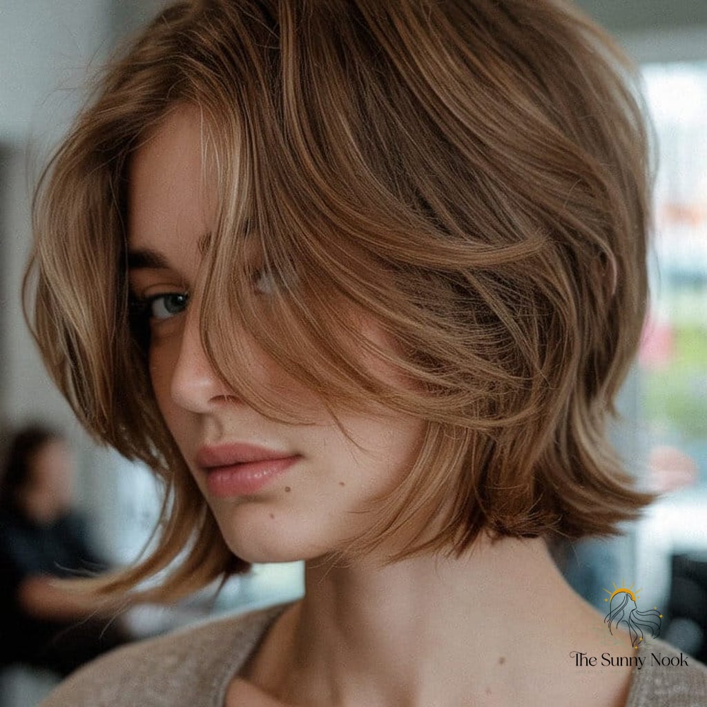 11 Gorgeous Hairstyles For Short Layered Hair for Every Hair Type 9 Choppy Bob Haircut With Soft Waves And Natural Brown Tones