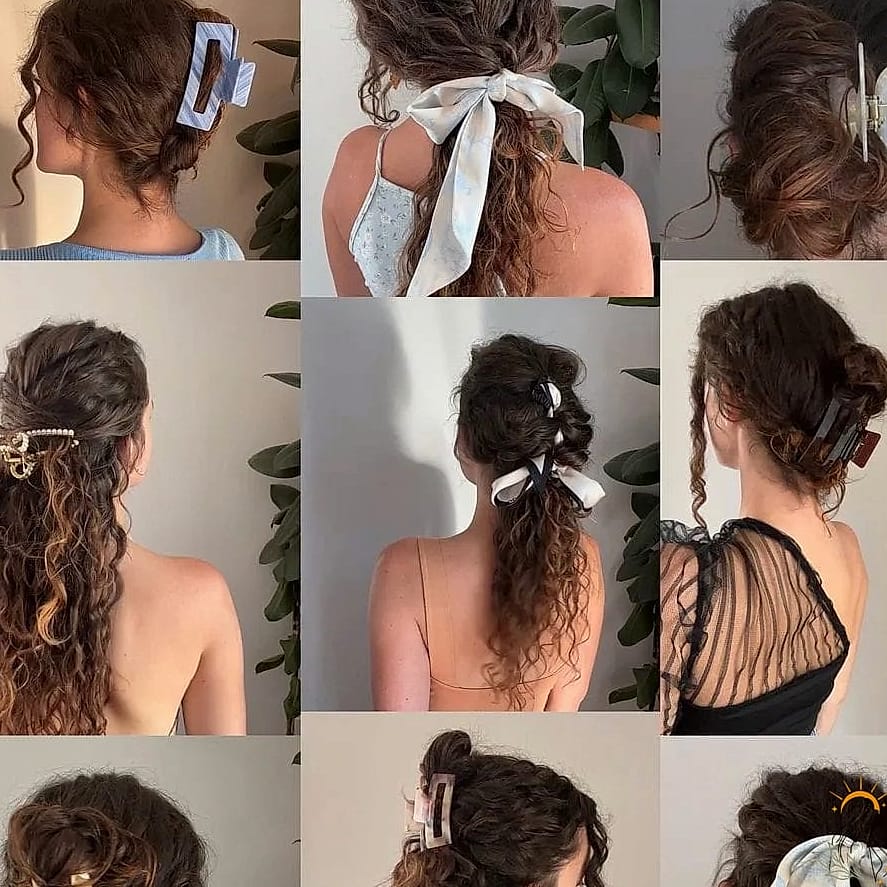 19 Claw Clip Hairstyles Curly Hair Ideas You Need to Try Right Now 10 Claw Clip with Curly Bangs Out