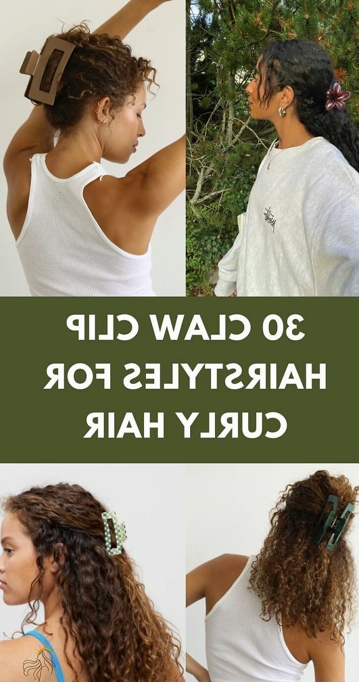 19 Claw Clip Hairstyles Curly Hair Ideas You Need to Try Right Now 19 Claw Clip Curls with a Bandana