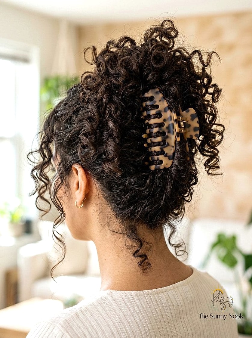 19 Curly Claw Clip Hairstyles to Transform Your Look Instantly 18 Claw Clip Updo for Thick Curls