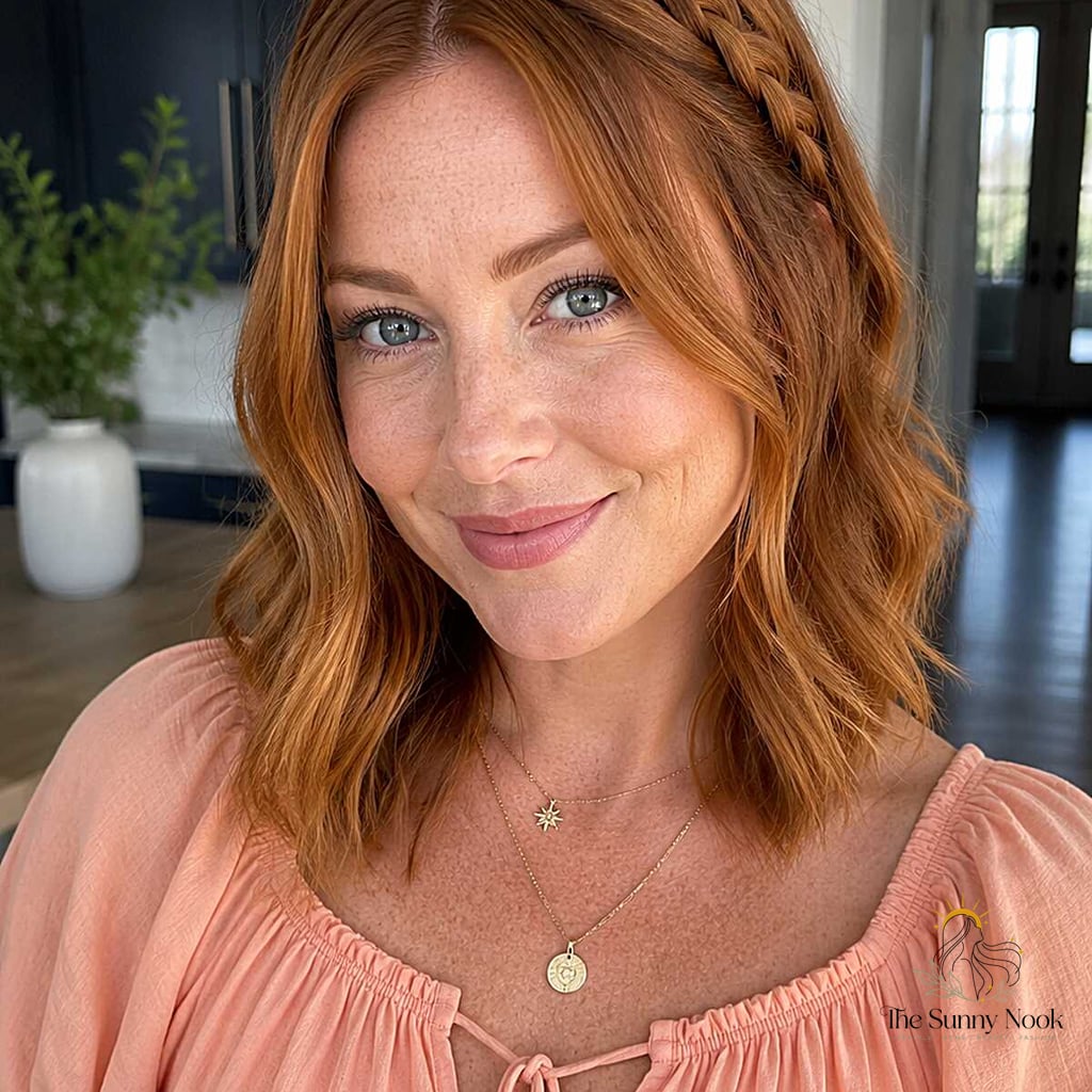 15 Messy Bun Tutorial For Short Hair to Save Before They Blow Up 2 Copper Bob with a Braided Headband Detail