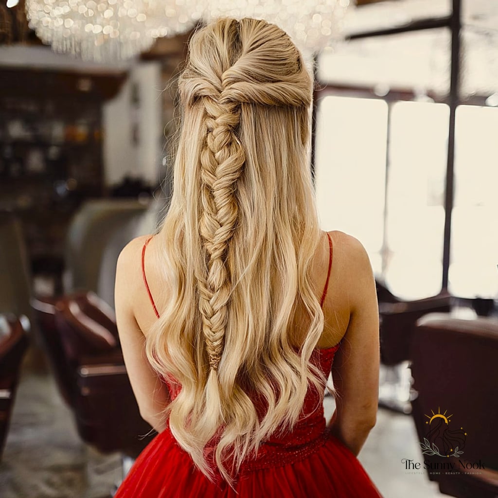 11 College Hairstyles For Long Hair Everyone Is Pinning Right Now 5 Creative Half Updo for Long Hair