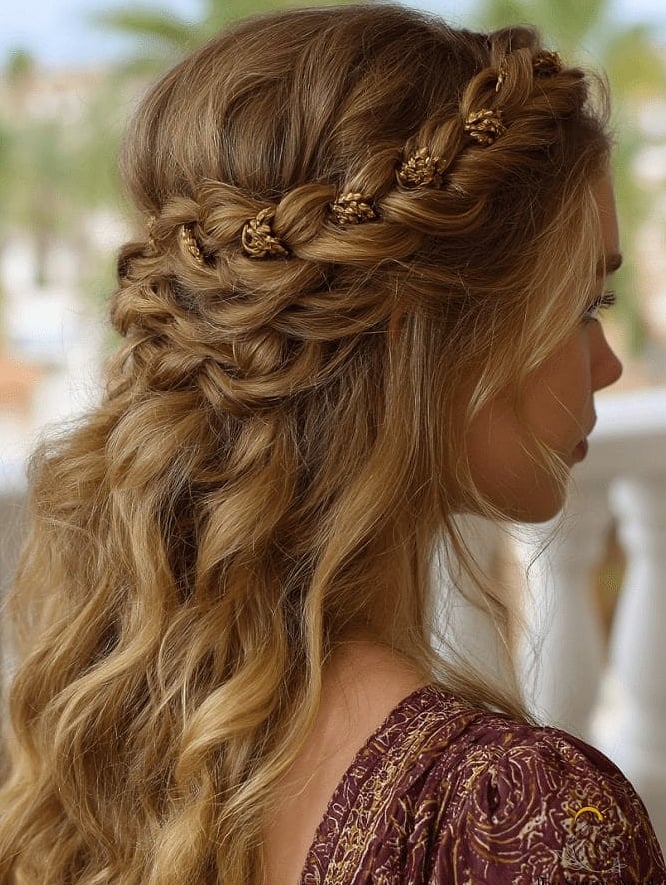 16 Curly Hair Prom Hairstyles That Belong on Your Inspiration Board 13 Curly Braided Crown