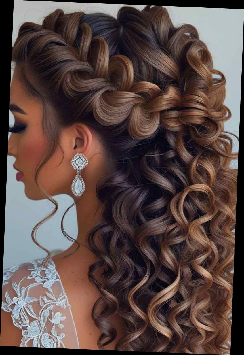 16 Curly Hair Prom Hairstyles That Belong on Your Inspiration Board 9 Curly Fishtail Braid Half-Up