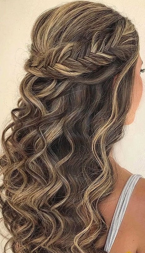 16 Curly Hair Prom Hairstyles That Belong on Your Inspiration Board 14 Curly Half-Up with Bouncy Curls Down