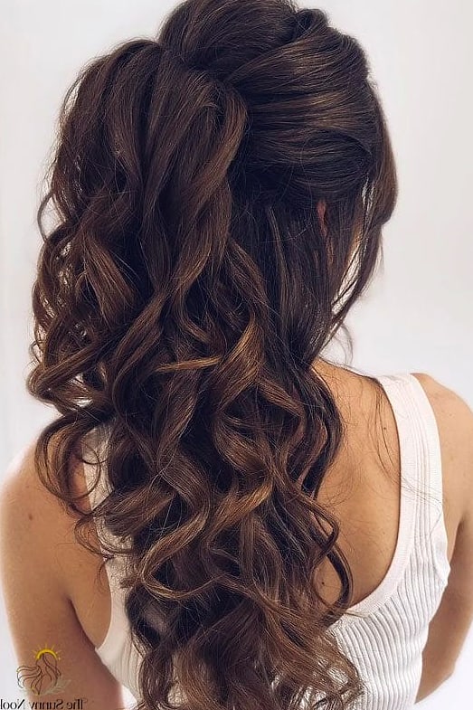 16 Curly Hair Prom Hairstyles That Belong on Your Inspiration Board 16 Curly Half-Up Bubble Ponytail