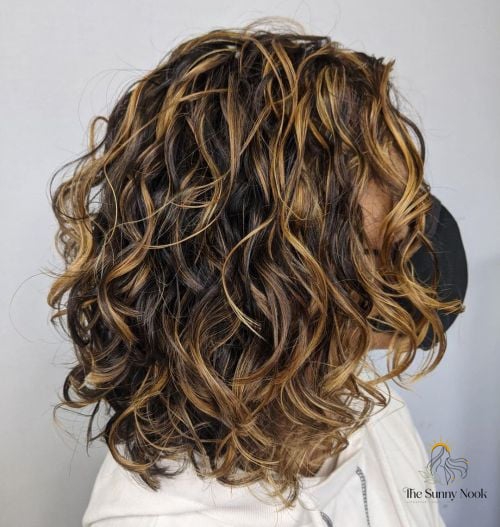 Curly Lob with Highlights
