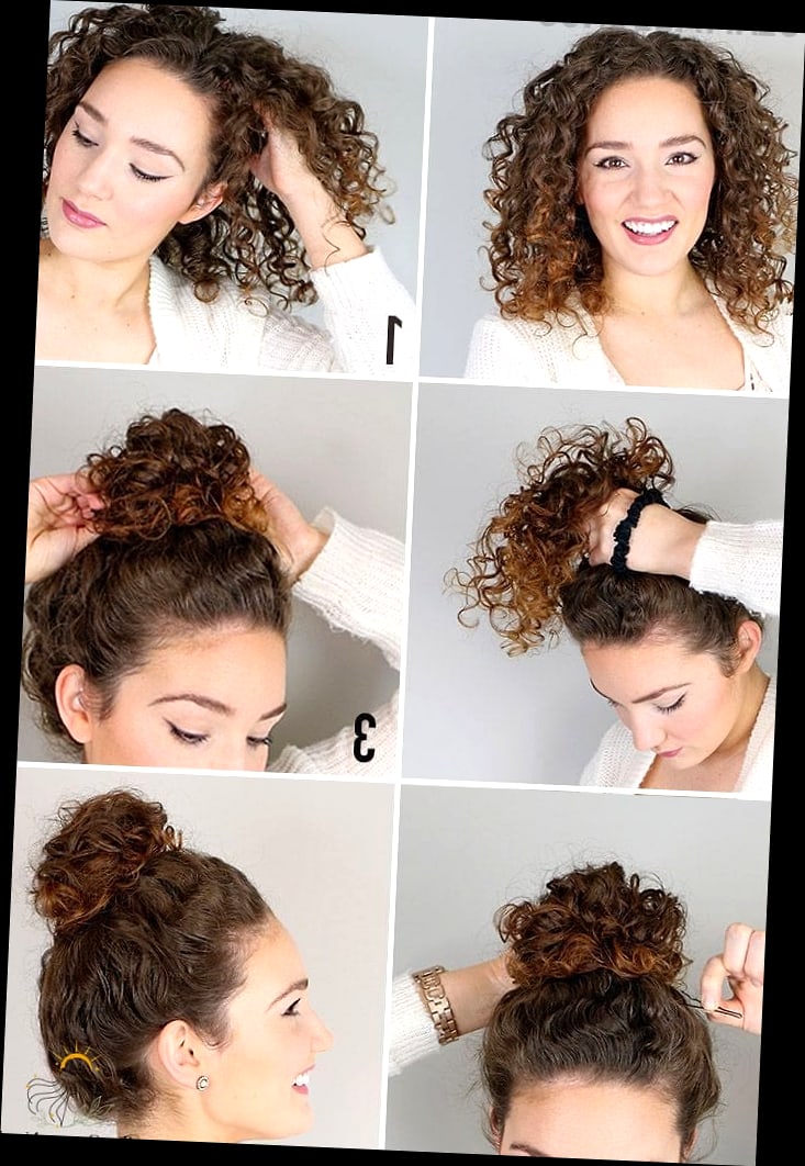 19 Messy Bun Tutorial For Medium Hair That Belong on Your Inspiration Board 11 Curly Low Bun with Romantic Pieces