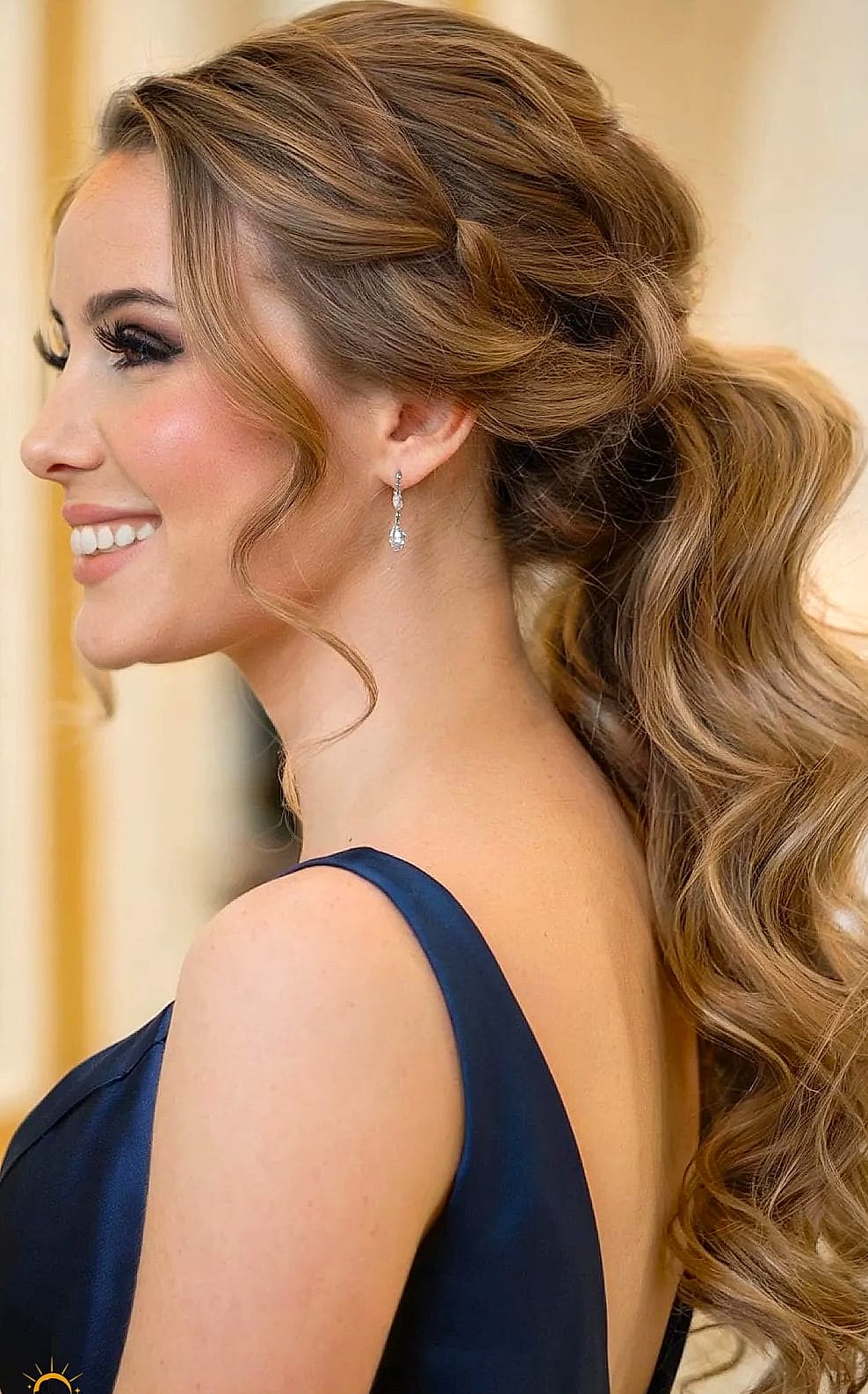 16 Curly Hair Prom Hairstyles That Belong on Your Inspiration Board 15 Curly Low Ponytail with Wrap
