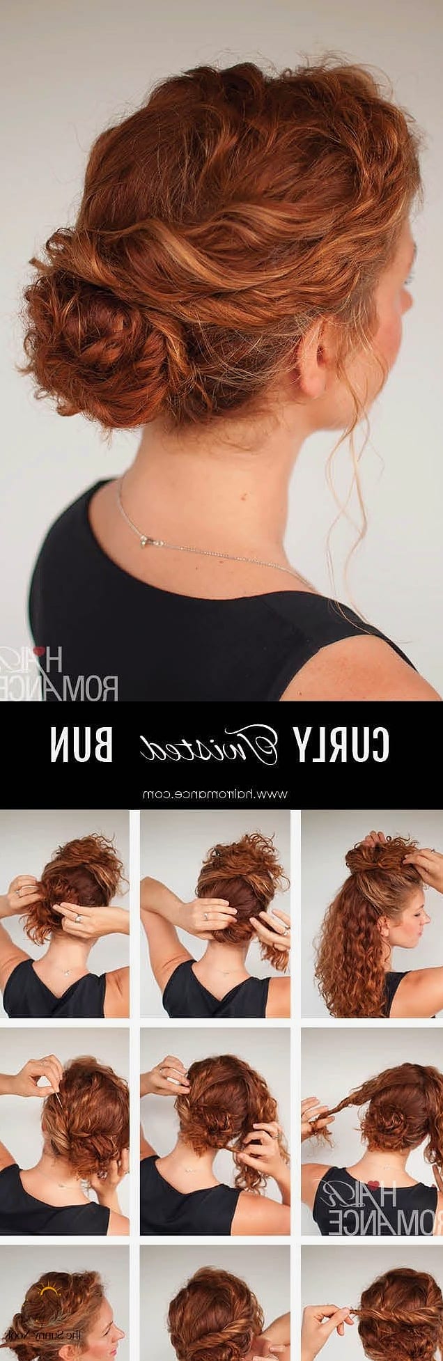 Curly Low Bun with Face-Framing Pieces