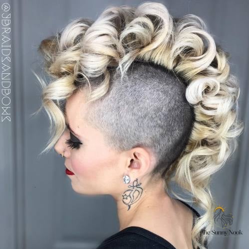 22 Side Shaved Hairstyles Long Hair That Belong on Your Inspiration Board 21 Curly Mohawk with Buzzed Sides