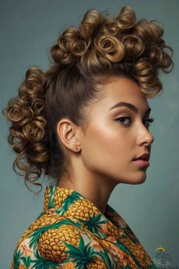 20 Updo Hairstyles For Short Hair to Transform Your Look Instantly 20 The Curly Pineapple Updo