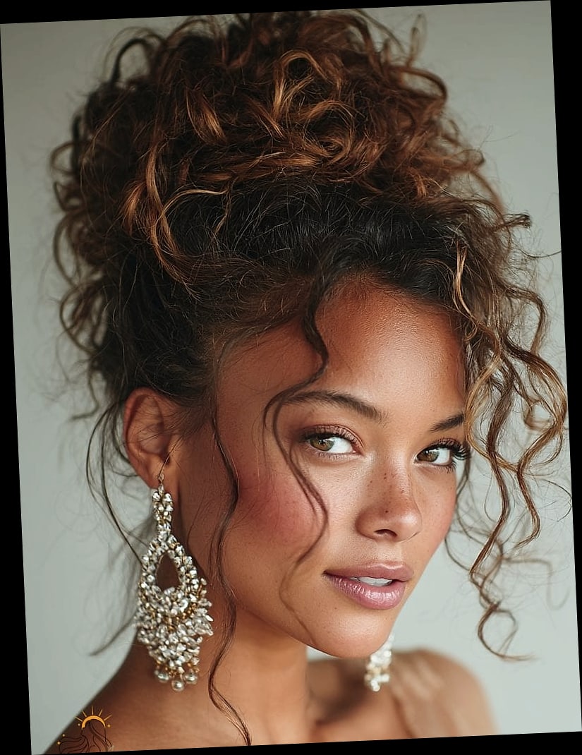 16 Curly Hair Prom Hairstyles That Belong on Your Inspiration Board 10 Curly Pineapple Updo