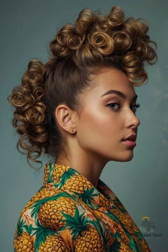 Curly Pineapple Updo