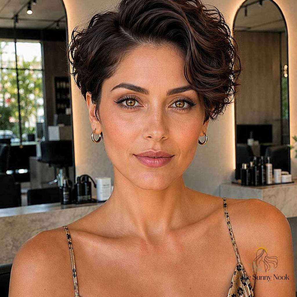 23 Hairstyles For Short Hair Wedding We're Obsessed With Right Now 4 The Curly Pixie with Dramatic Side Sweep