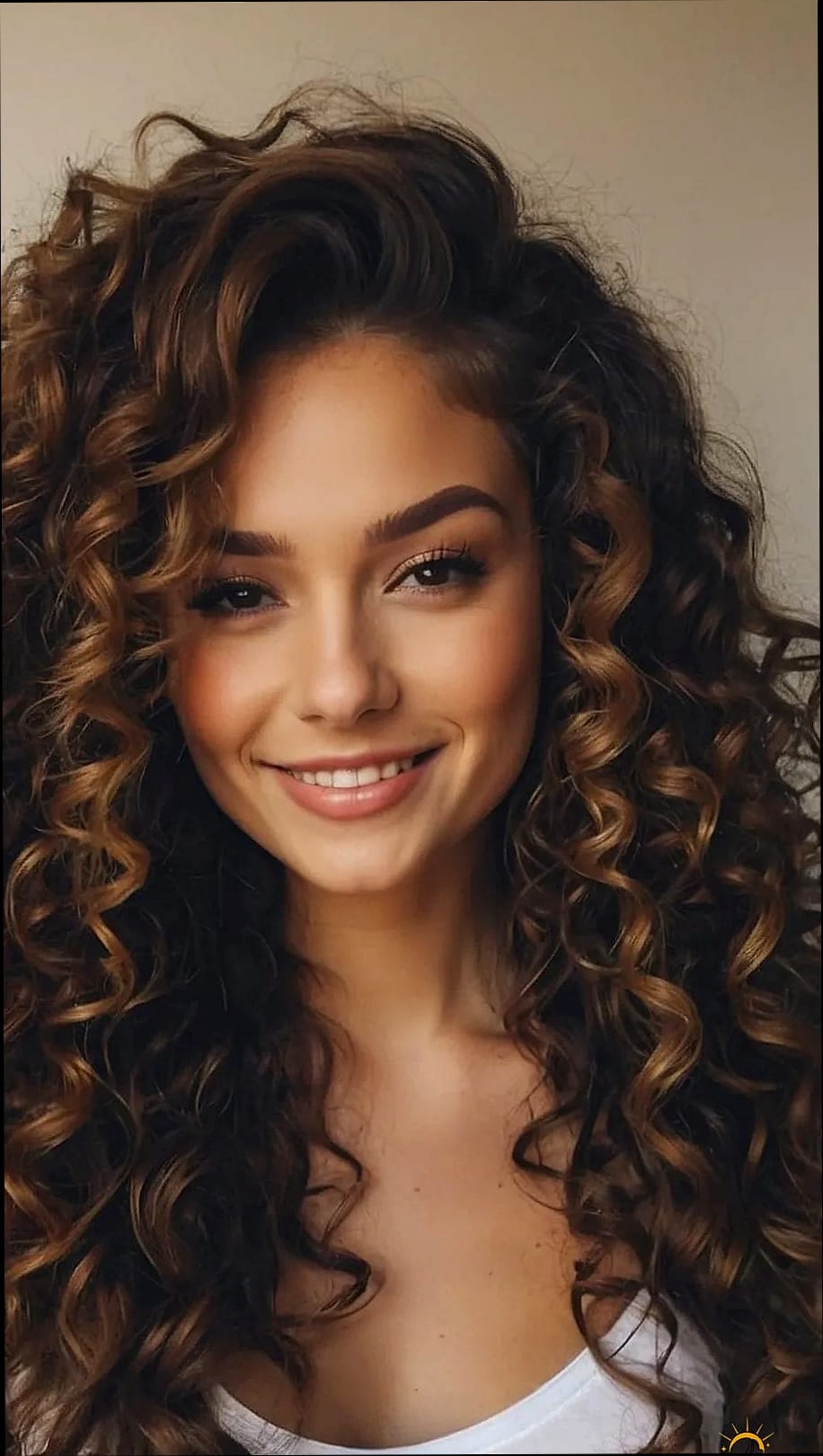 V-Cut Long Curly Blonde Hairstyle