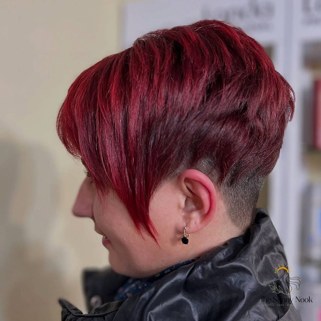 23 Cute Short Hair Hairstyles Perfect for Your Next Salon Appointment 17 Deep Red Asymmetrical Cut with Some Attitude