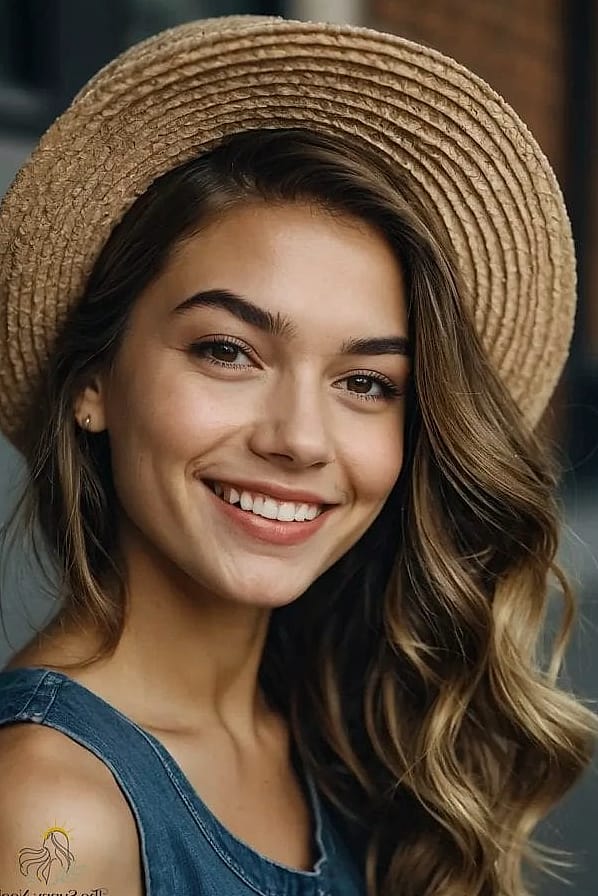 16 Stunning Hat Hairstyles Long Hair Worth Bookmarking Today 9 Deep Side Part with Waves