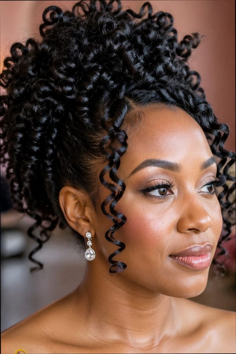 Defined Curls with a Puff