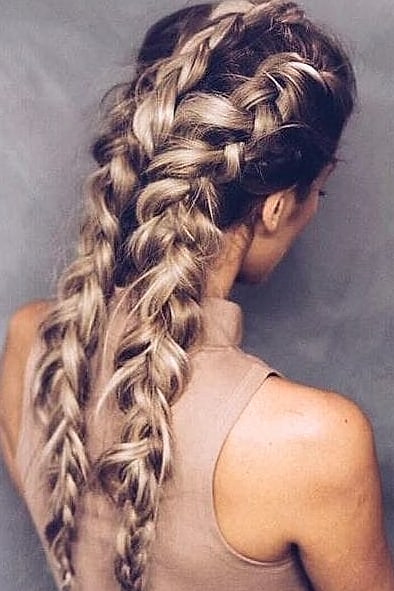 Double Braided Sleek Ponytail
