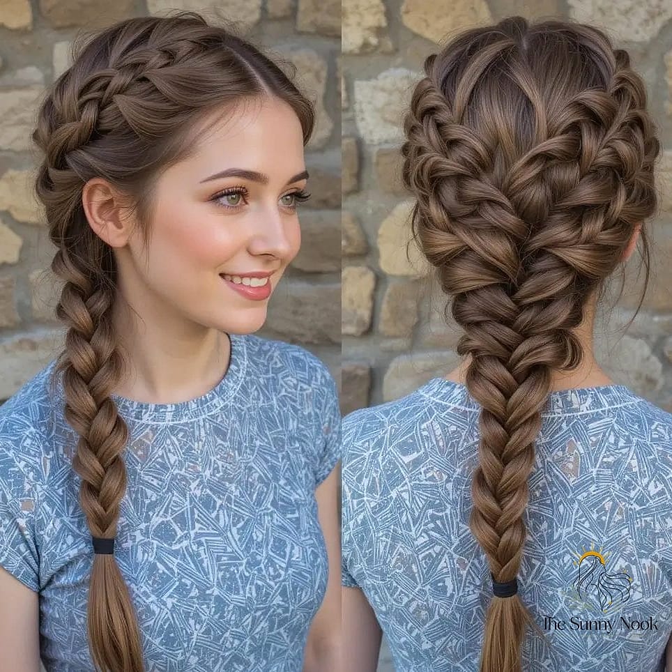 23 Hairstyles For Thick Curly Hair Looks That Will Seriously Inspire You 23 Dutch Fishtail Updo