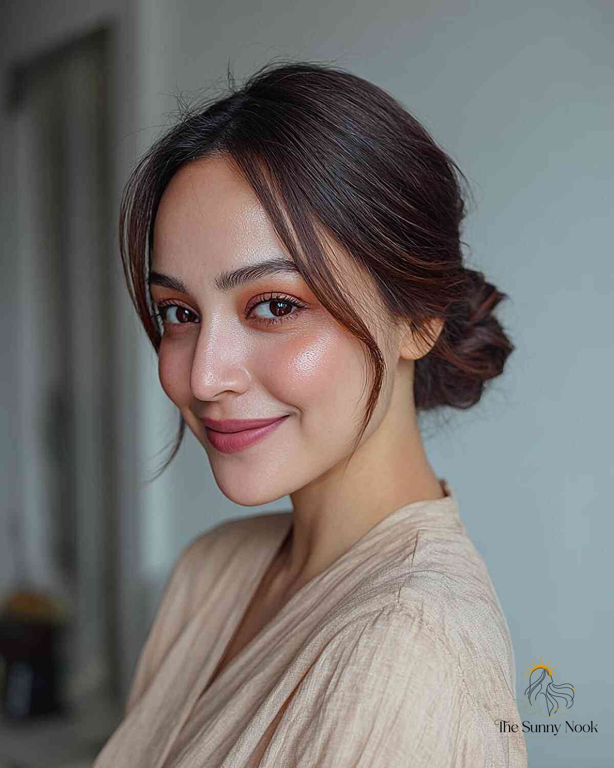 27 Slick Bun Hairstyles We're Obsessed With Right Now 16 Effortless Low Bun with Face-Framing Layers