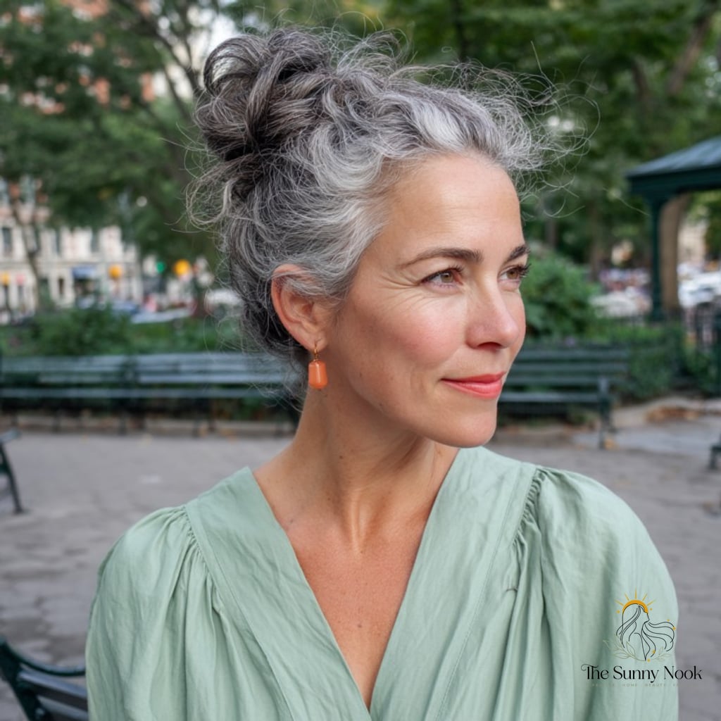 19 Messy Bun Tutorial For Medium Hair That Belong on Your Inspiration Board 2 Effortlessly Elegant Messy Bun with Graceful Texture